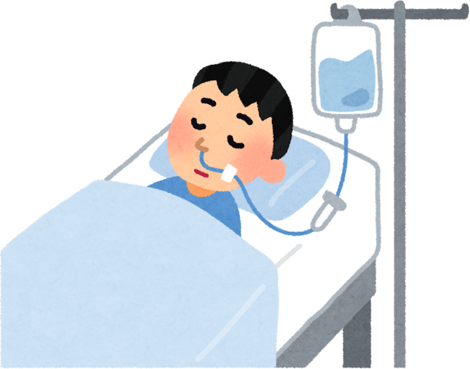 Illustration of a Patient Receiving Nasogastric Tube Feeding in Hospital